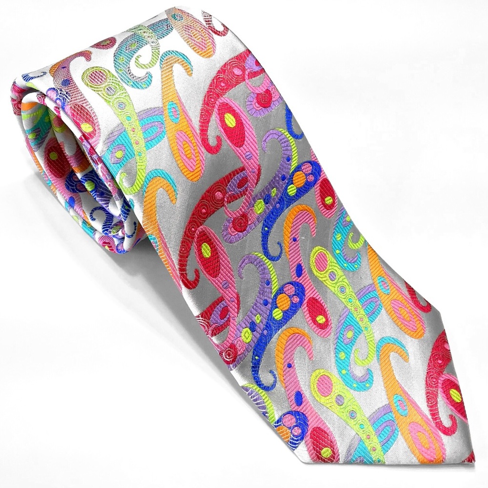 100% Silk Tie by Lawrence Ivey Multi-color Necktie - Picture 3 of 4